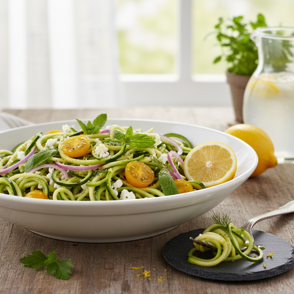 Zesty Cold Zucchini Noodle Salad recipe