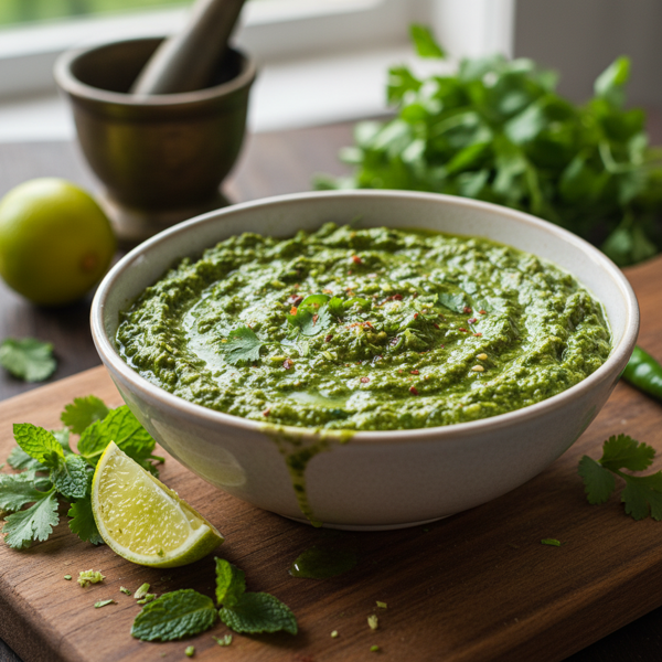 Zesty Coriander Mint Chutney recipe