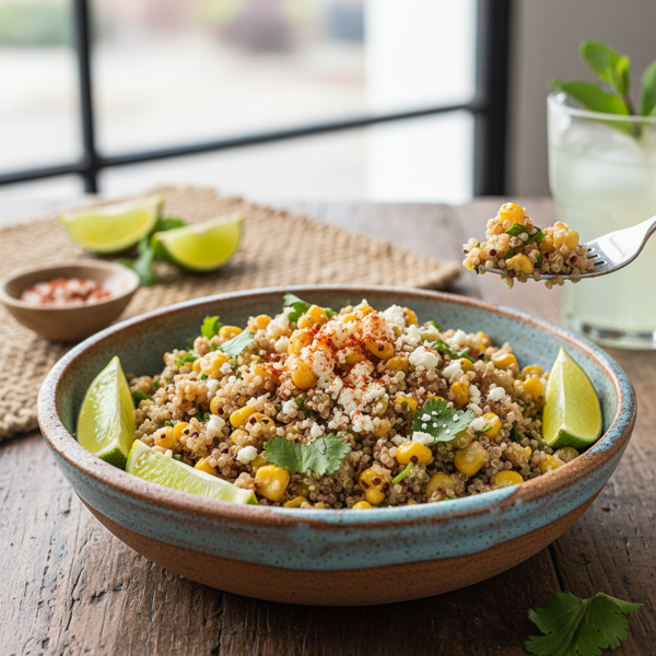 Zesty Corn Elote Quinoa Bowl recipe