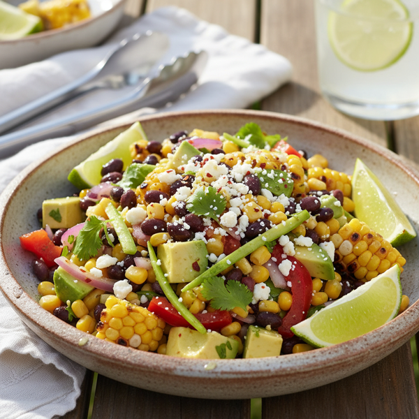 Zesty Corn and Black Bean Salad with Avocado and Lime recipe