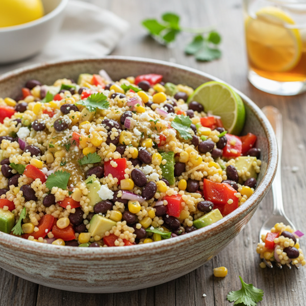 Zesty Couscous and Black Bean Fiesta Salad recipe