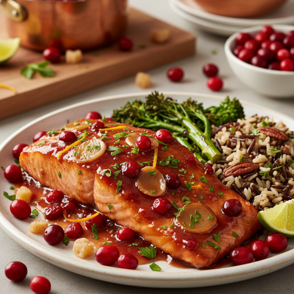 Zesty Cranberry Ginger Glazed Salmon recipe