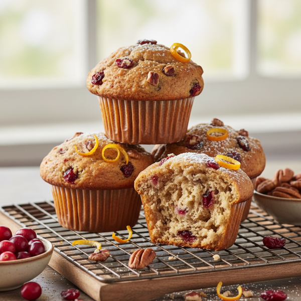 Zesty Cranberry Pecan Muffins recipe