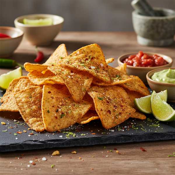 Zesty Crunchy Spicy Tortilla Chips recipe