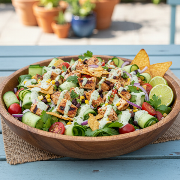 Zesty Cucumber Ranch Chicken Fiesta Salad recipe