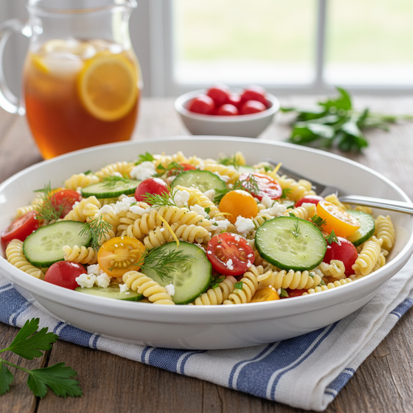 Zesty Cucumber Tomato Pasta Salad recipe