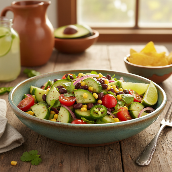 Zesty Cucumber and Black Bean Fiesta Salad recipe