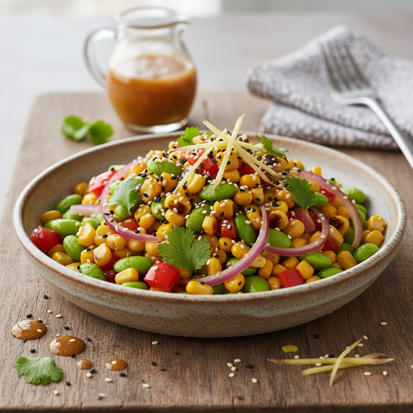 Zesty Edamame and Corn Succotash with Sesame-Ginger Vinaigrette recipe