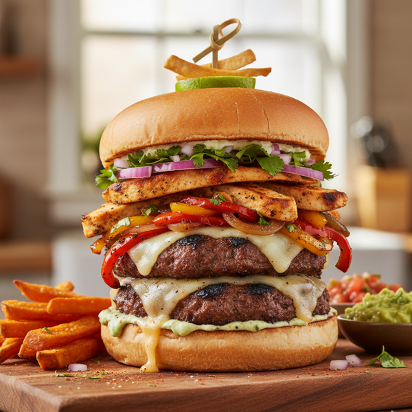 Zesty Fajita-Style Burger Stack recipe