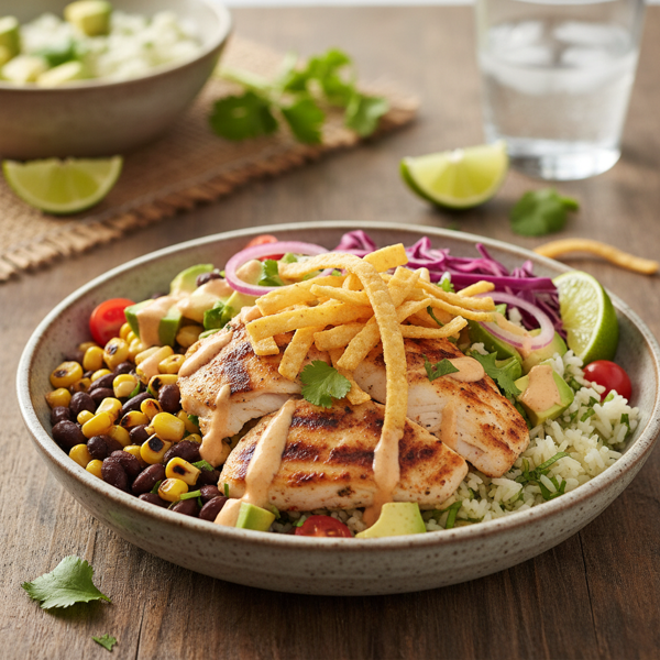 Zesty Fish Taco Bowl with Crispy Tortilla Strips recipe