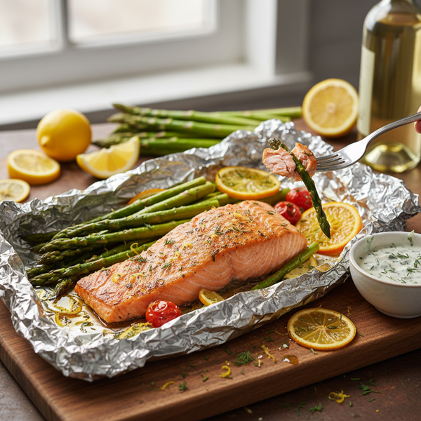 Zesty Foil-Baked Salmon with Asparagus recipe
