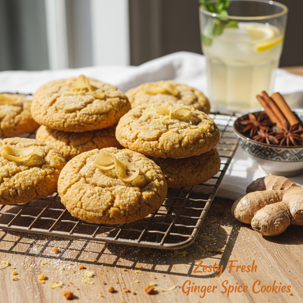 Zesty Fresh Ginger Spice Cookies recipe