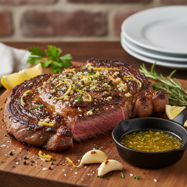 Zesty Garlic-Infused Ribeye Steak recipe