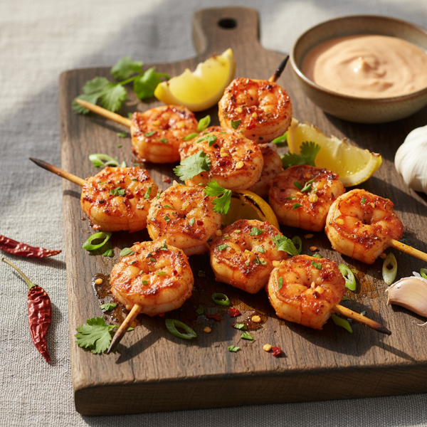 Zesty Garlic Cayenne Shrimp Skewers recipe