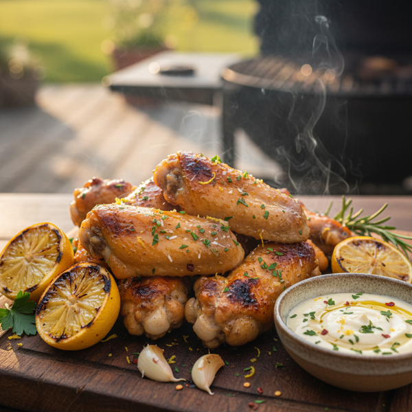 Zesty Garlic Lemon Grilled Chicken Wings recipe