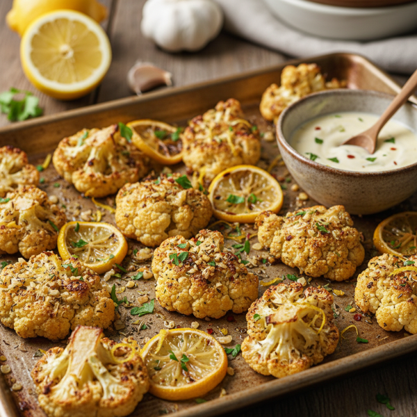 Zesty Garlic Lemon Roasted Cauliflower recipe