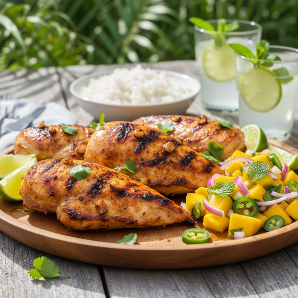Zesty Garlic Lime Chicken with Tropical Mango Salsa recipe