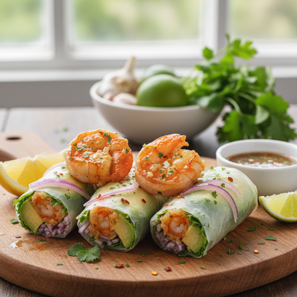 Zesty Garlic Shrimp Rolls with Avocado recipe