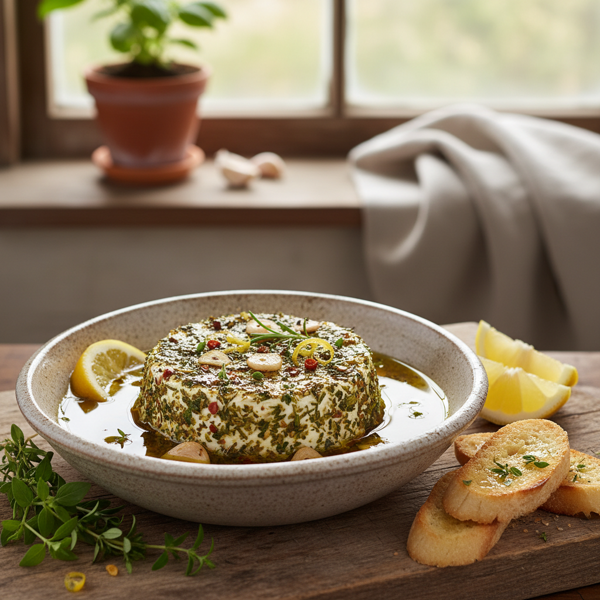 Zesty Garlic & Herb Marinated Goat Cheese recipe