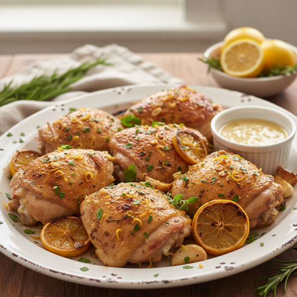 Zesty Garlic & Lemon Roast Chicken Thighs recipe