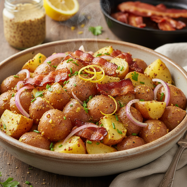 Zesty German Potato Salad with Bacon and Mustard recipe