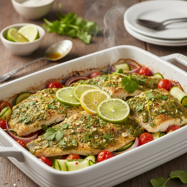 Zesty Ginger-Cilantro Tilapia Bake recipe