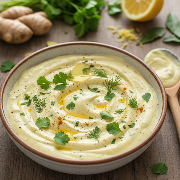 Zesty Ginger-Curry Yogurt Dressing with Fresh Herbs recipe