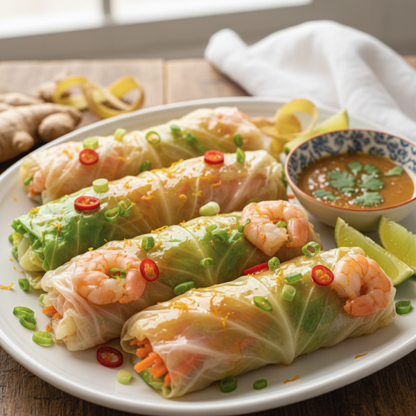 Zesty Ginger Shrimp Cabbage Rolls recipe