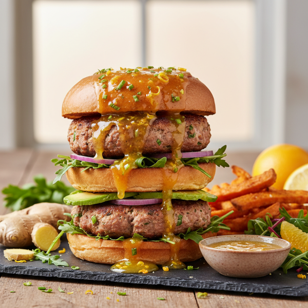 Zesty Ginger Turkey Burgers with Citrus Glaze recipe