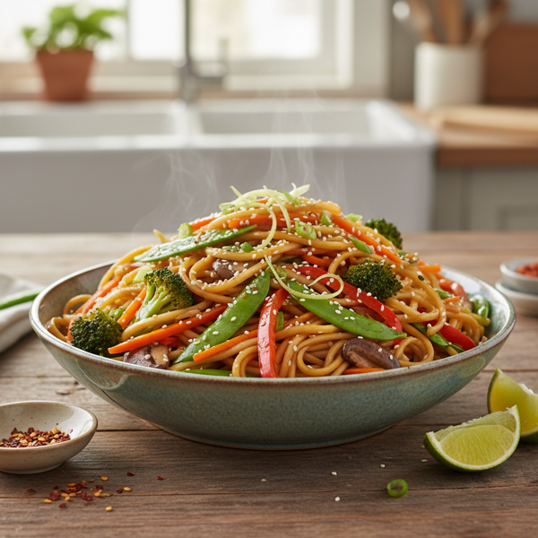 Zesty Ginger Veggie Lo Mein recipe