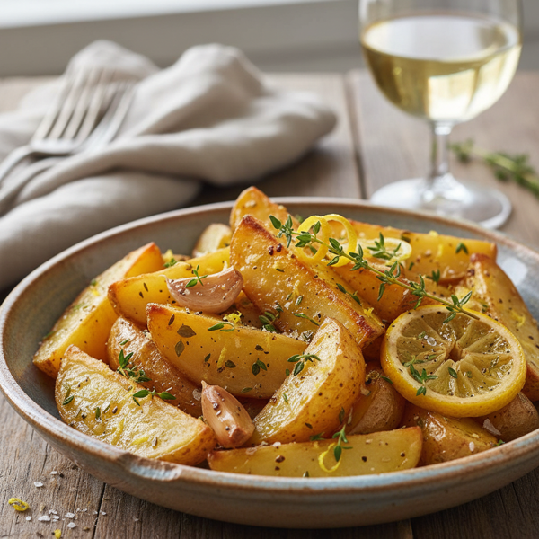 Zesty Greek Lemon-Thyme Roasted Potatoes recipe