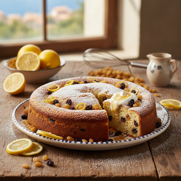 Zesty Greek Yogurt Raisin Delight Cake recipe