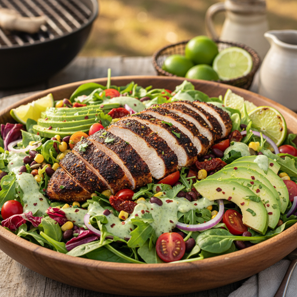 Zesty Grilled Blackened Chicken Salad recipe