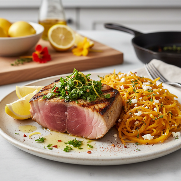 Zesty Grilled Blue Marlin with Roasted Spaghetti Squash recipe