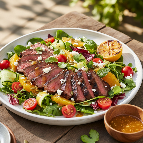 Zesty Grilled Flank Steak Salad recipe