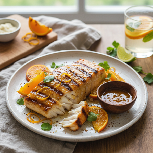 Zesty Grilled Halibut with Orange-Cumin Marinade recipe