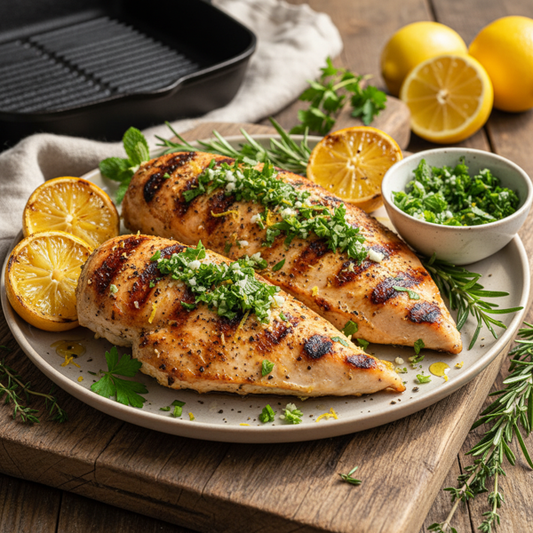 Zesty Grilled Lemon Pepper Chicken with Herbal Gremolata recipe