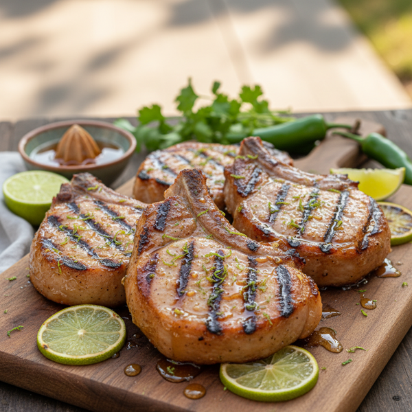 Zesty Grilled Lime Pork Chops with Honey Glaze recipe