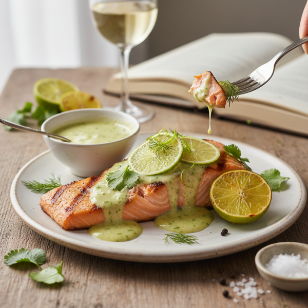 Zesty Grilled Salmon with Creamy Lime Butter Drizzle recipe