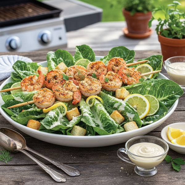 Zesty Grilled Shrimp Caesar Salad Delight recipe