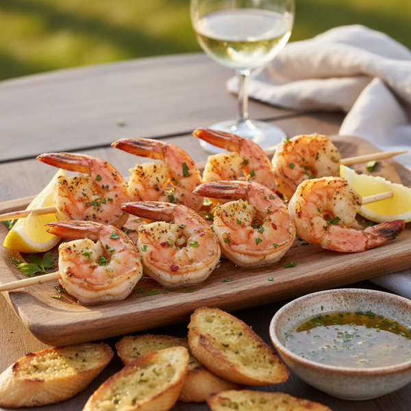 Zesty Grilled Shrimp Scampi Skewers recipe