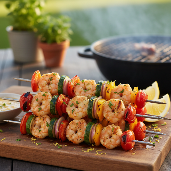 Zesty Grilled Shrimp and Vegetable Kabobs recipe