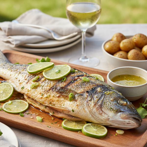 Zesty Grilled Striped Bass in Lime-Ginger Infusion recipe