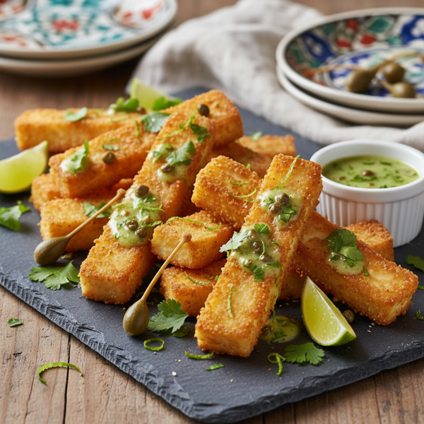 Zesty Halloumi Fries with Lime-Caper Vinaigrette recipe