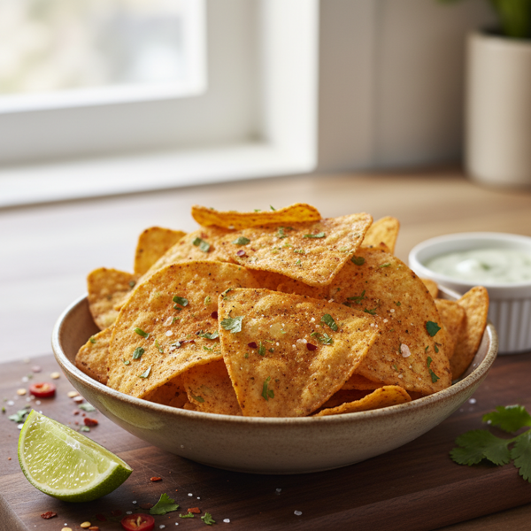 Zesty Homemade Spicy Tortilla Chips recipe