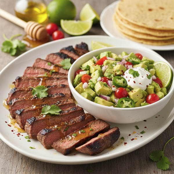 Zesty Honey-Lime Skirt Steak with Creamy Avocado-Tomato Salsa recipe