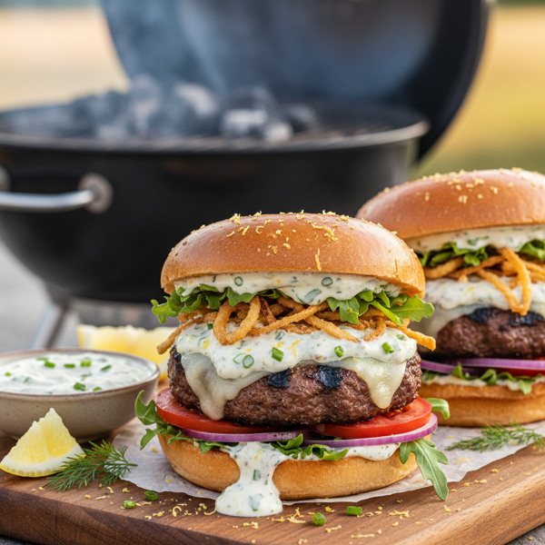 Zesty Horseradish Grilled Burgers recipe
