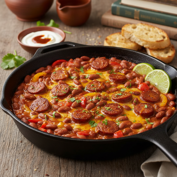 Zesty Hot Link Bean Skillet recipe