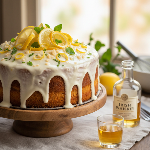 Zesty Irish Whiskey Lemon Cake recipe