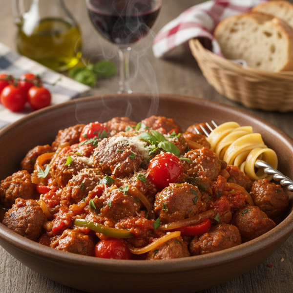 Zesty Italian Sausage Ragu with Peppers and Onions recipe